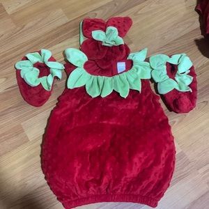 Strawberry costume with head piece and bootie cover